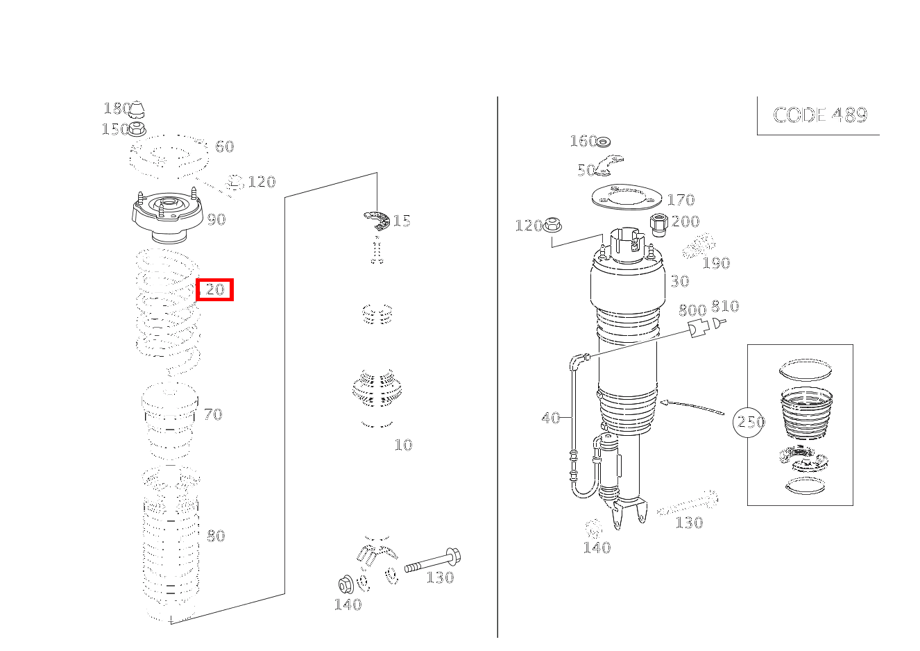 Vorderachsfeder Farbkennzeichnung: 1 x blau / 1 x weiß E 280 CDI T-Modell 213