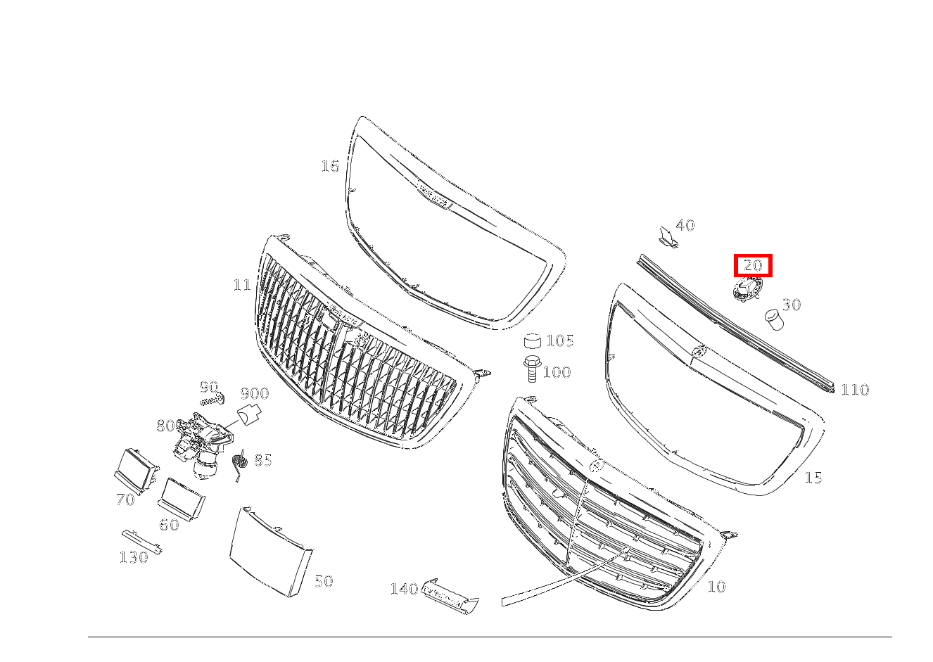 Firmenzeichen Stern an Kühlergrill für C 205, E 213, S 222-Klasse 
