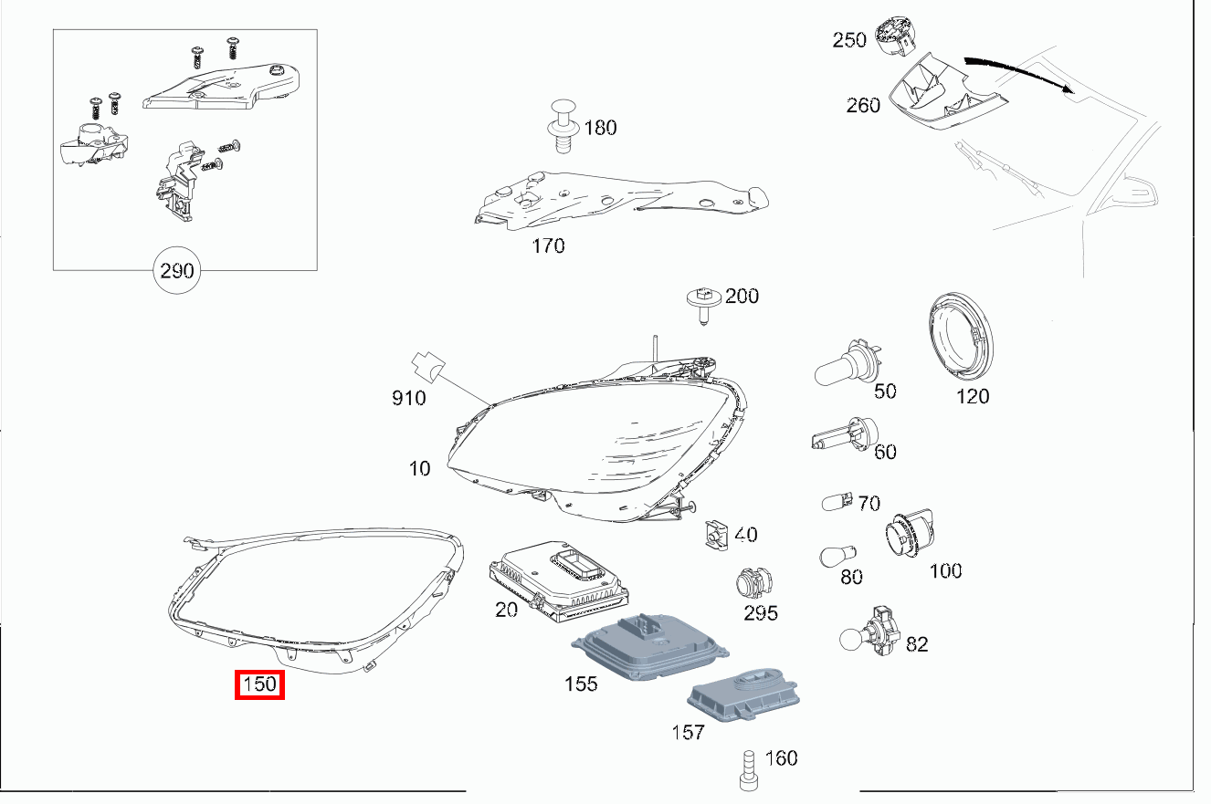 Dichtung Leuchtengehäuse Scheinwerfer links C 180 KOMPRESSOR T-Modell BlueEFFICIENCY 240