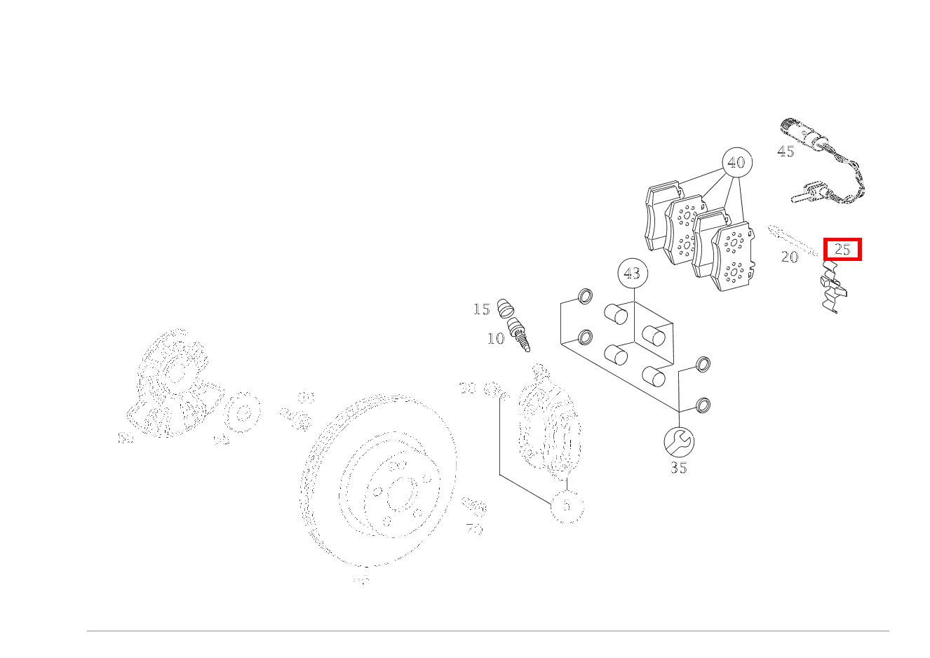 Spreizfeder BREMSSATTEL, VORDERACHSE S 600 Limousine (langer Radstand) 220