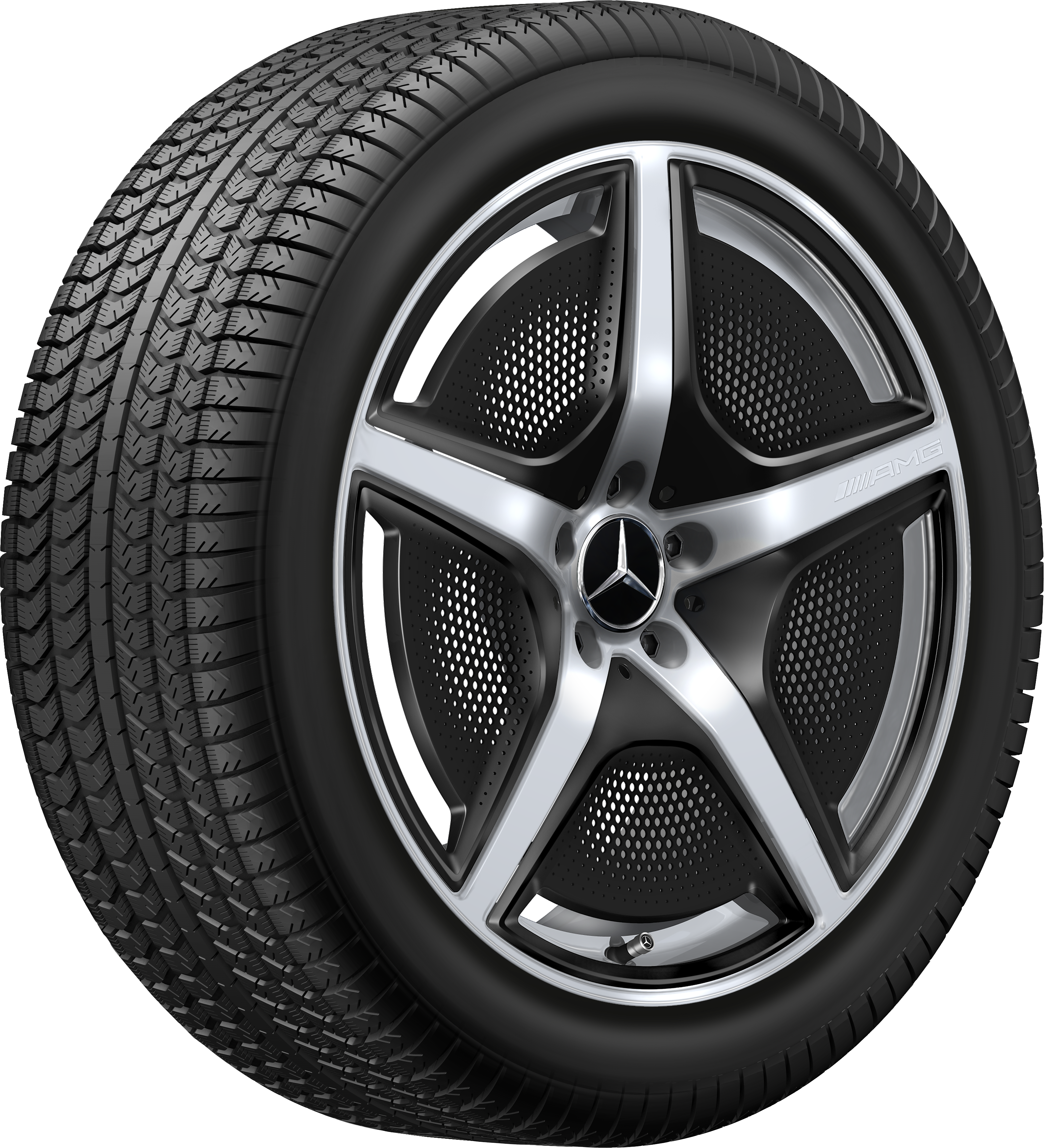 Mercedes-Benz -  AMG 5-Speichen-Rad, 21 Zoll, 9,5 J x 21 ET 30,1, vanadiumsilber, hochglänzend