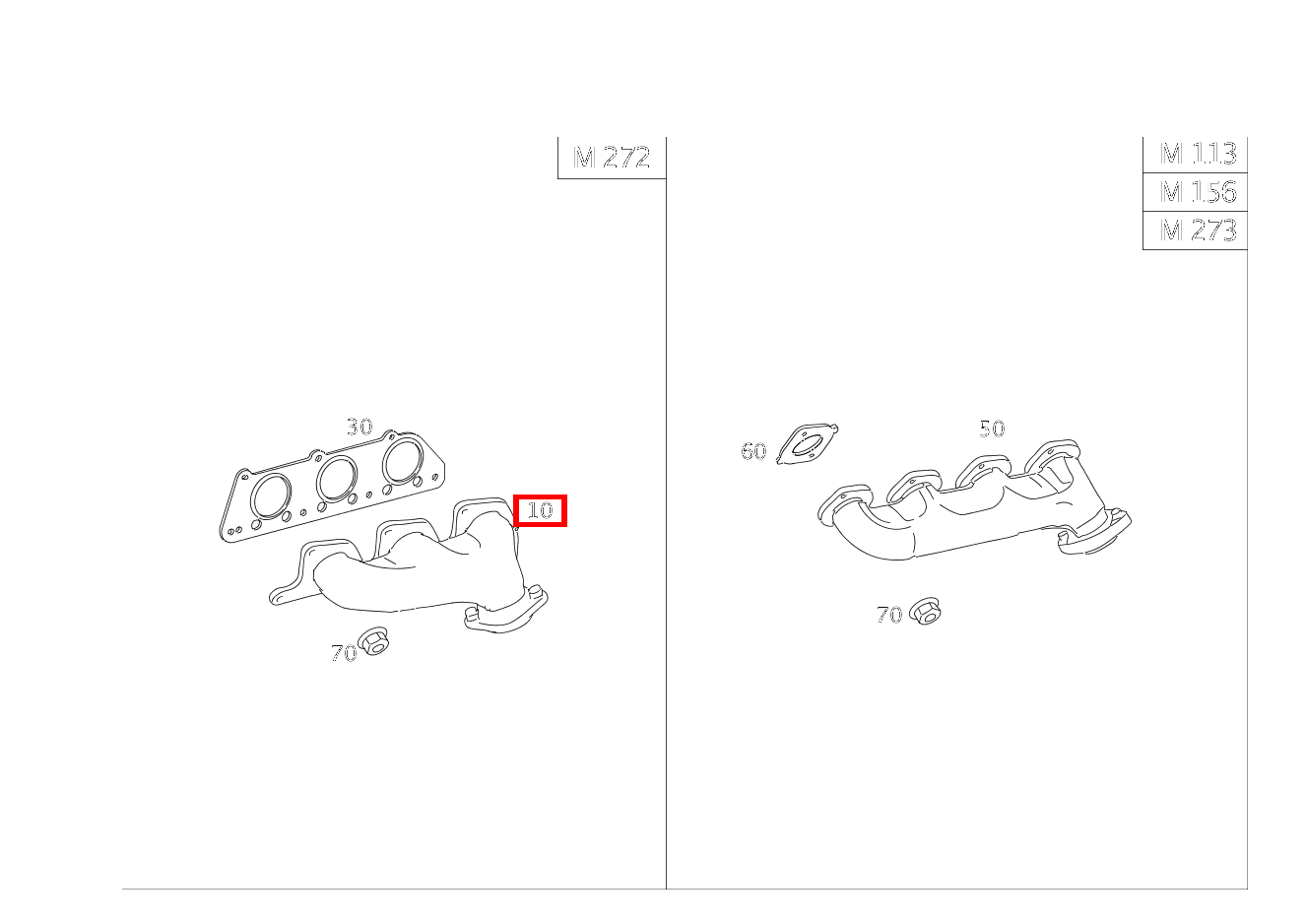 Abgaskrümmer RECHTS R 350 SUV-Tourer (langer Radstand) 251