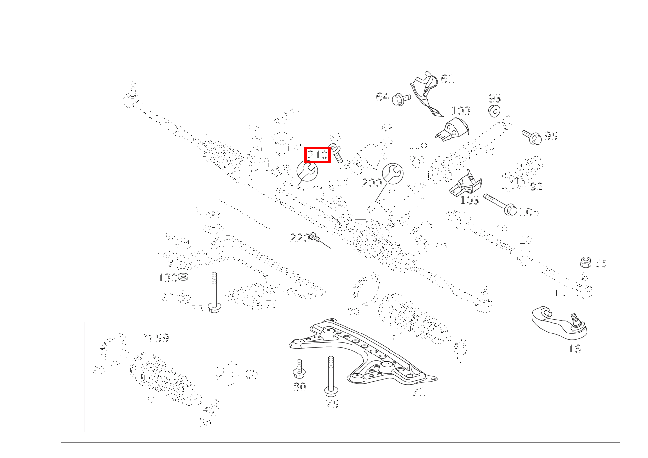 REP.SATZ LENKUNG FUER OELLEITUNG KURZ, MIT O-RINGEN S 65 AMG L 220 REP.SATZ LENKUNG FUER OELLEITUNG KURZ, MIT O-RINGEN S 65 AMG L 220