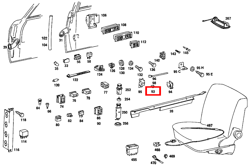 Anschlagpuffer MONTAGELOCH FENSTERHEBER 450 SEL 116