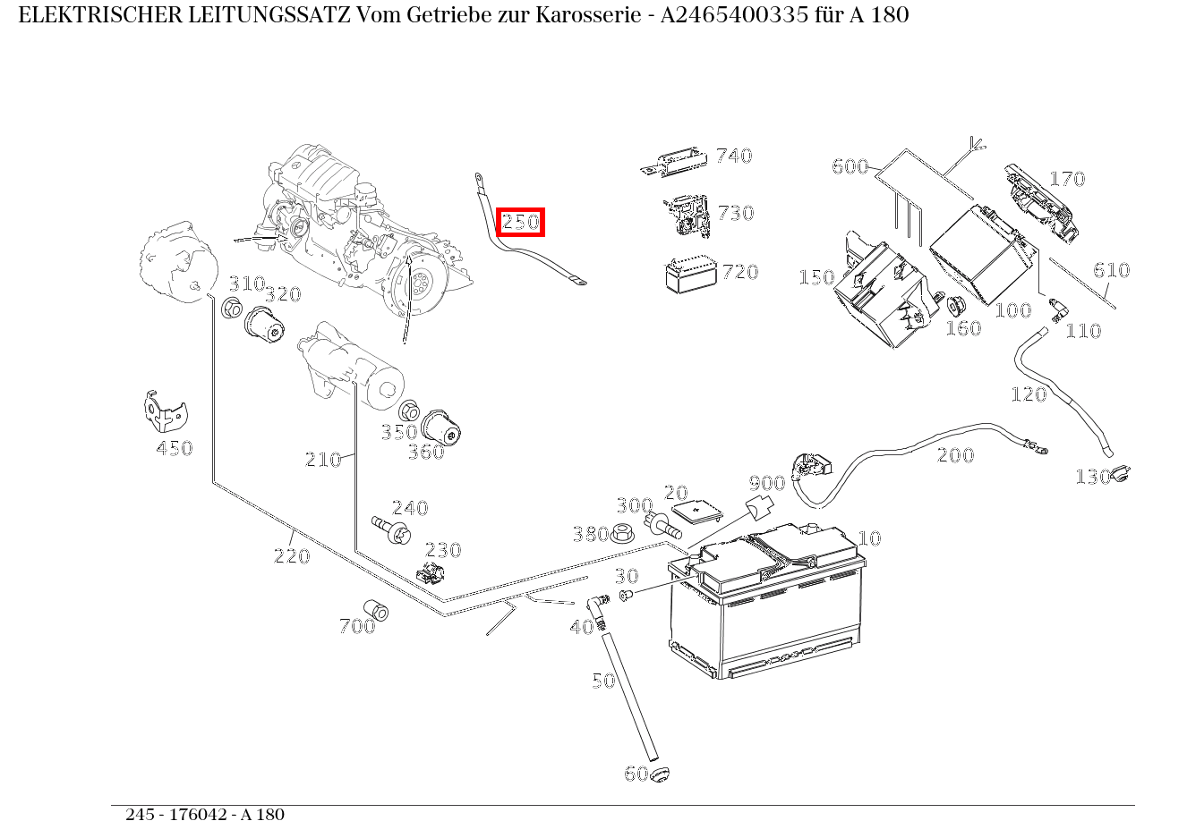 Elektrischer Leitungssatz Vom Getriebe zur Karosserie A 180 245