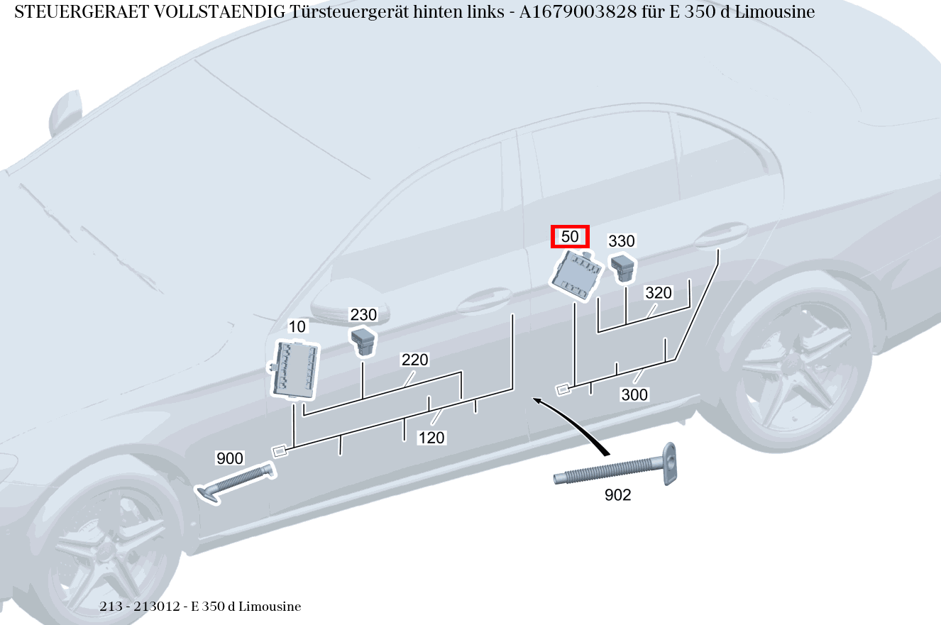 Steuergerät vollständig Türsteuergerät hinten links E 350 d Limousine 213