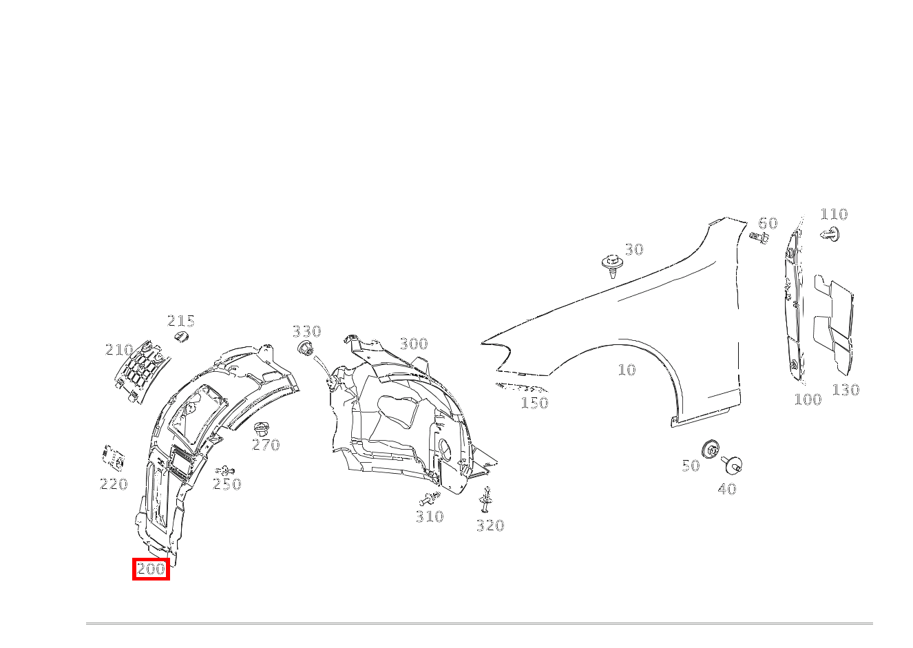 RADLAUFABDECKUNG Kotflügel vorn rechts E 300 Cabriolet 253 RADLAUFABDECKUNG Kotflügel vorn rechts E 300 Cabriolet 253