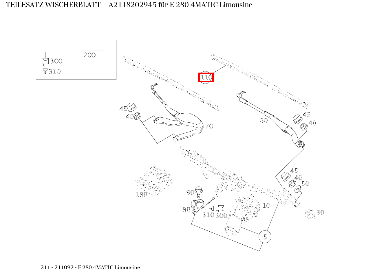 Teilesatz Wischerblatt E 280 4MATIC Limousine 211