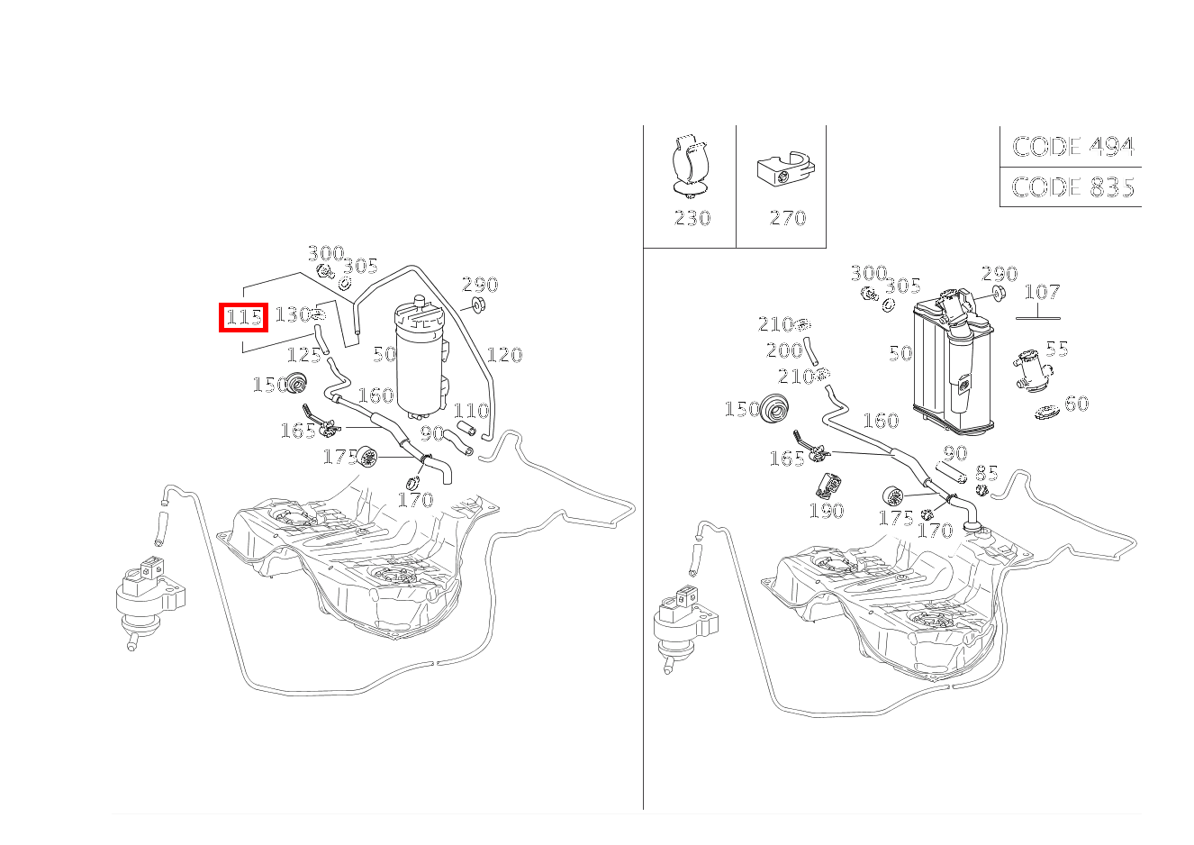 Entlüftungsleitung AKTIVKOHLEFILTER ZUM KRAFTSTOFFTANK CL500 4M BE 216 Entlüftungsleitung AKTIVKOHLEFILTER ZUM KRAFTSTOFFTANK CL500 4M BE 216