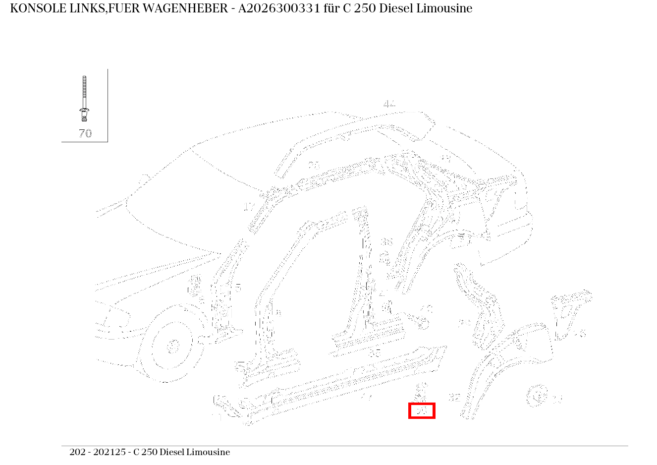Konsole LINKS,FUER WAGENHEBER C 250 Diesel Limousine 202 Konsole LINKS,FUER WAGENHEBER C 250 Diesel Limousine 202