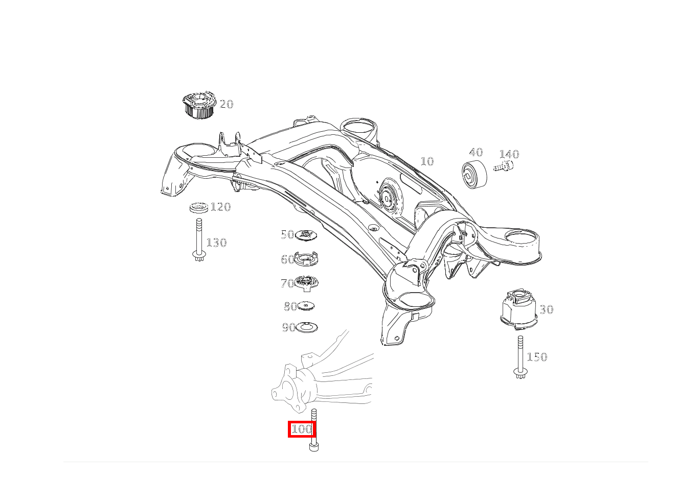 Zylinder-Schraube HINTERACHSGETRIEBE AN QUERBRUECKE VORN; M10X65 SLC 43 AMG 172