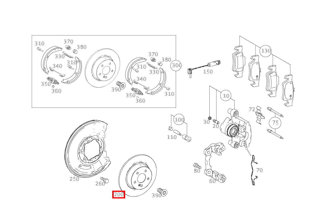 Bremsscheibe belüftet Hinten rechts E200TCGI BLUE EFF 212 Bremsscheibe belüftet Hinten rechts E200TCGI BLUE EFF 212