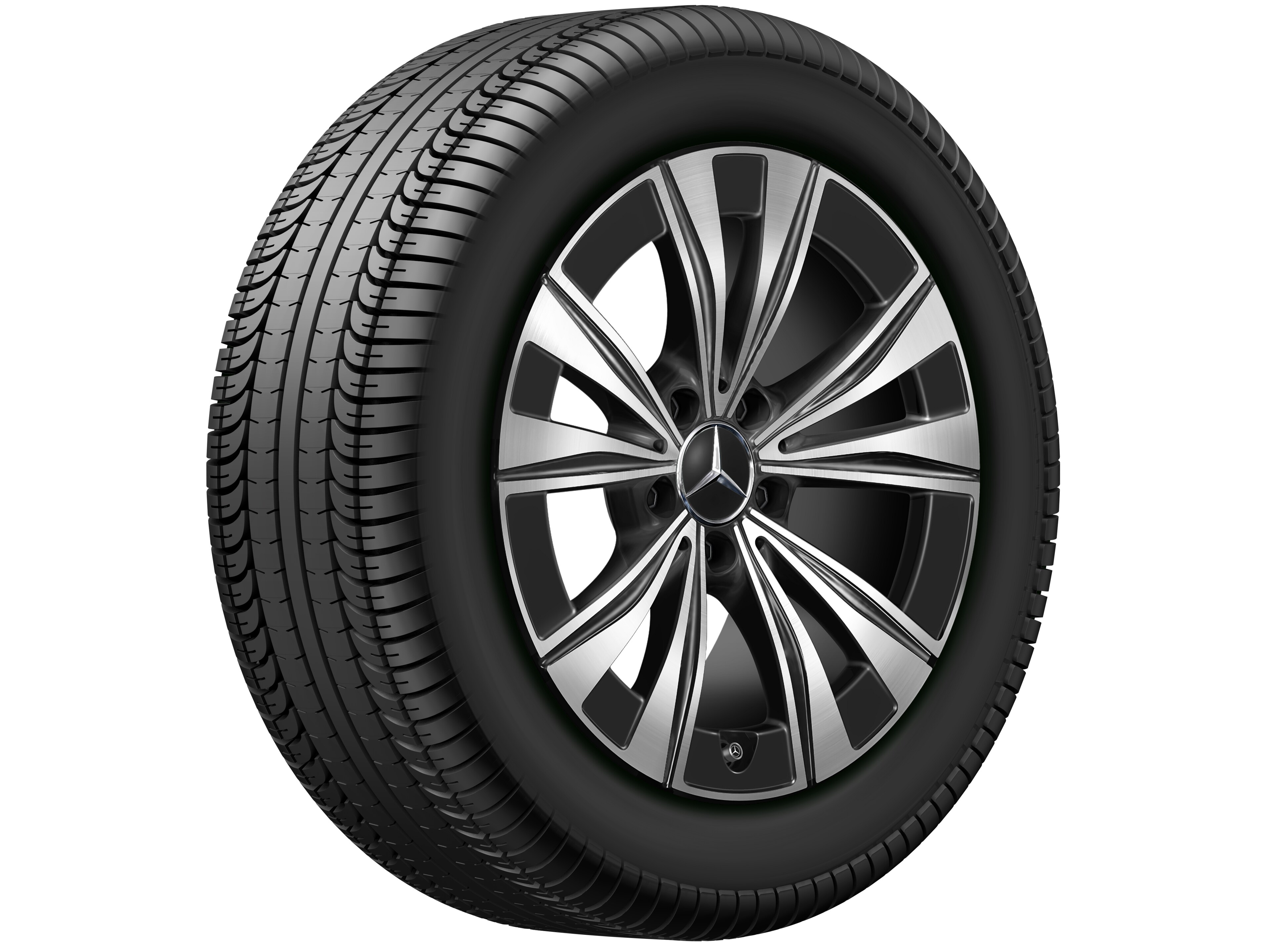 5-Doppelspeichen-Rad, Aero, 17 Zoll, glanzgedreht 7,5 J x 17 ET 44, schwarz