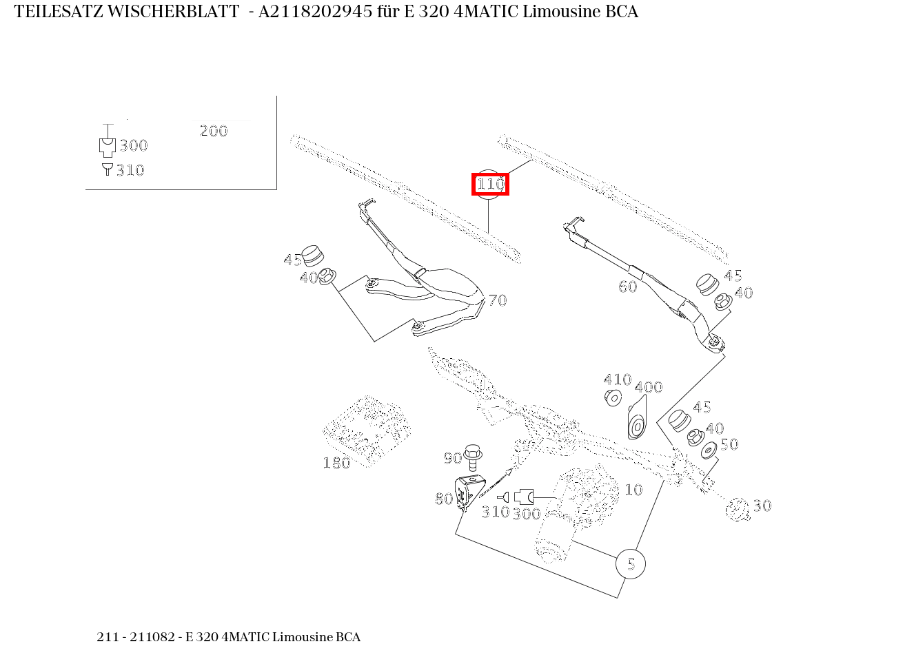 Teilesatz Wischerblatt E 320 4MATIC Limousine BCA 211