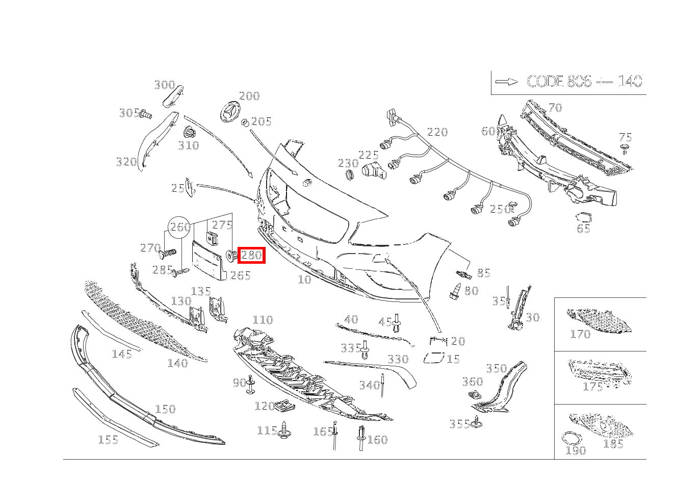 Clipsmutter Blende an Stoßfänger A 45 AMG 4MATIC 176 Clipsmutter Blende an Stoßfänger A 45 AMG 4MATIC 176