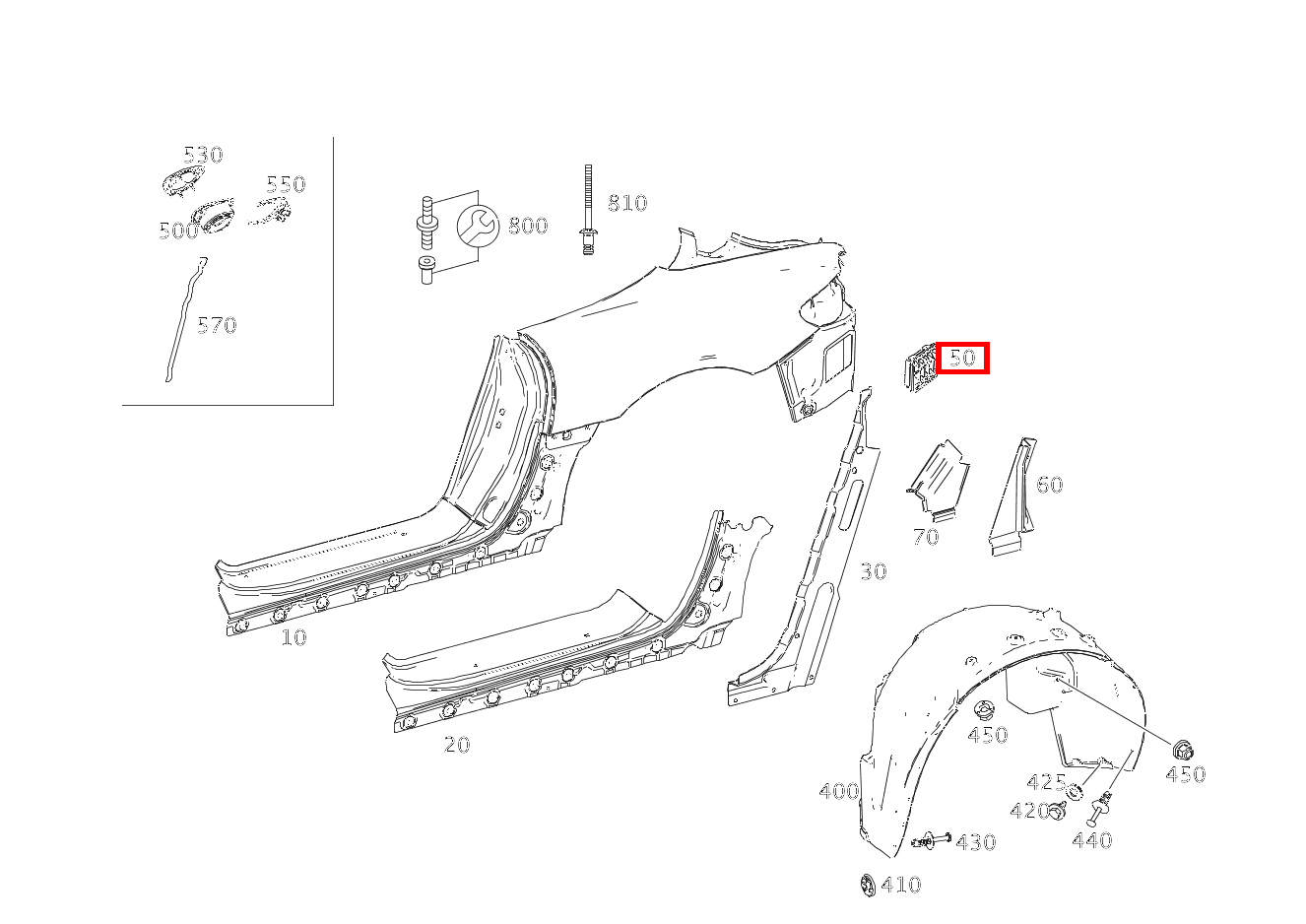 Klappe ENTLUEFTUNGSKLAPPE HINTEN RECHTS SLS AMG GT Roadster Final Edition 197