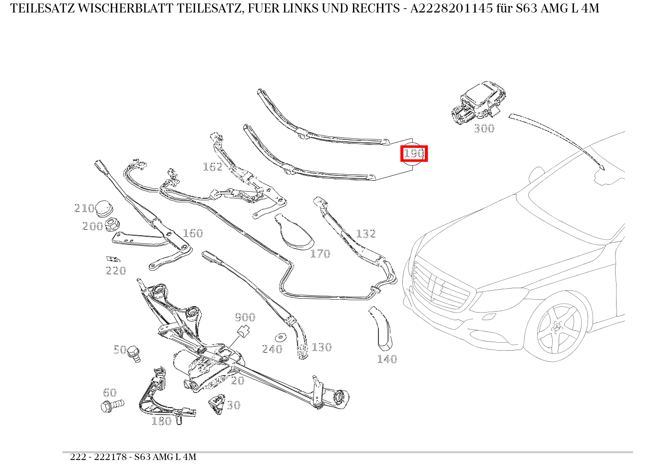Teilesatz Wischerblatt TEILESATZ, FUER LINKS UND RECHTS S63 AMG L 4M 222