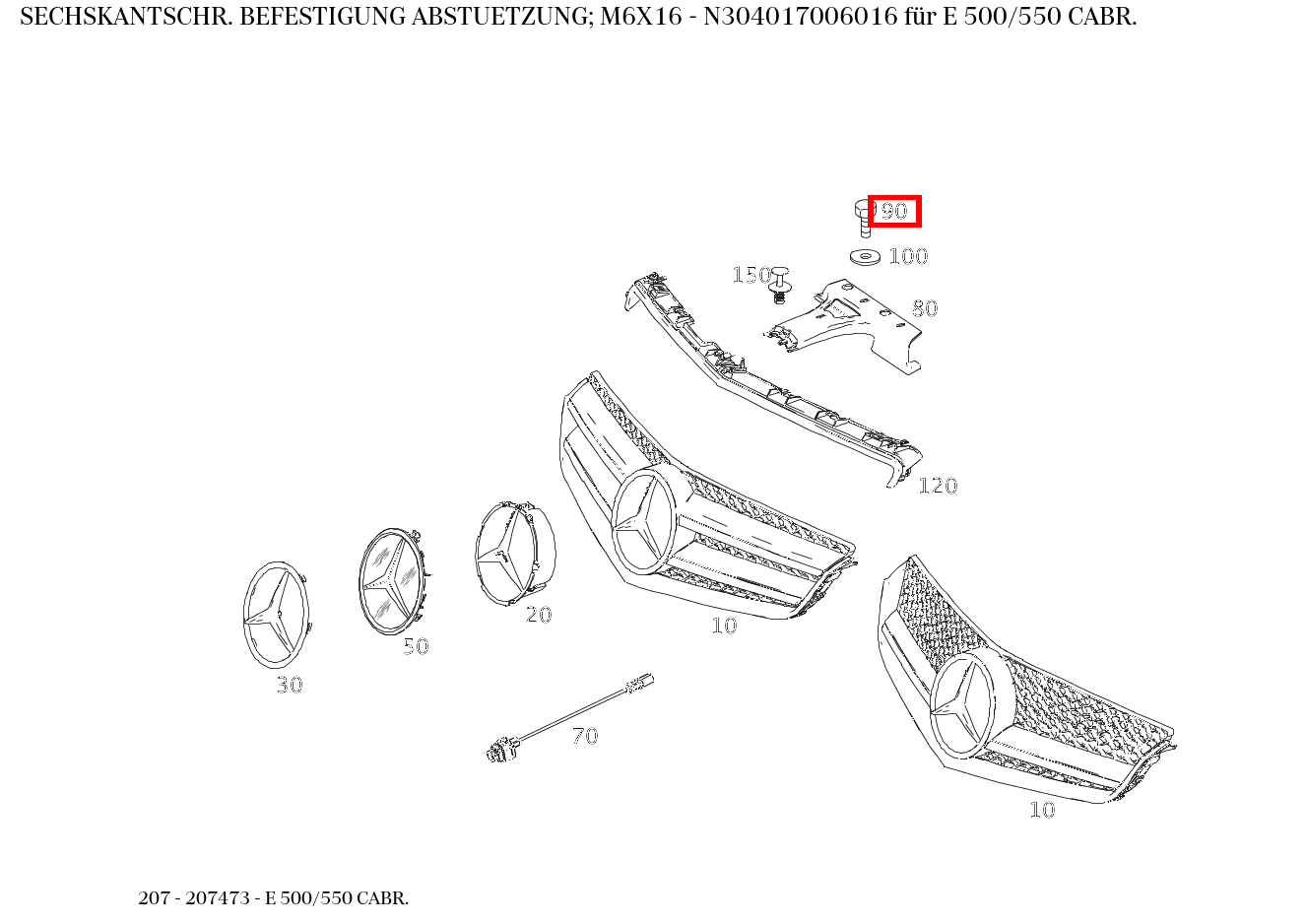 Sechskantschraube BEFESTIGUNG ABSTUETZUNG; M6X16 E 500/550 CABR. 207