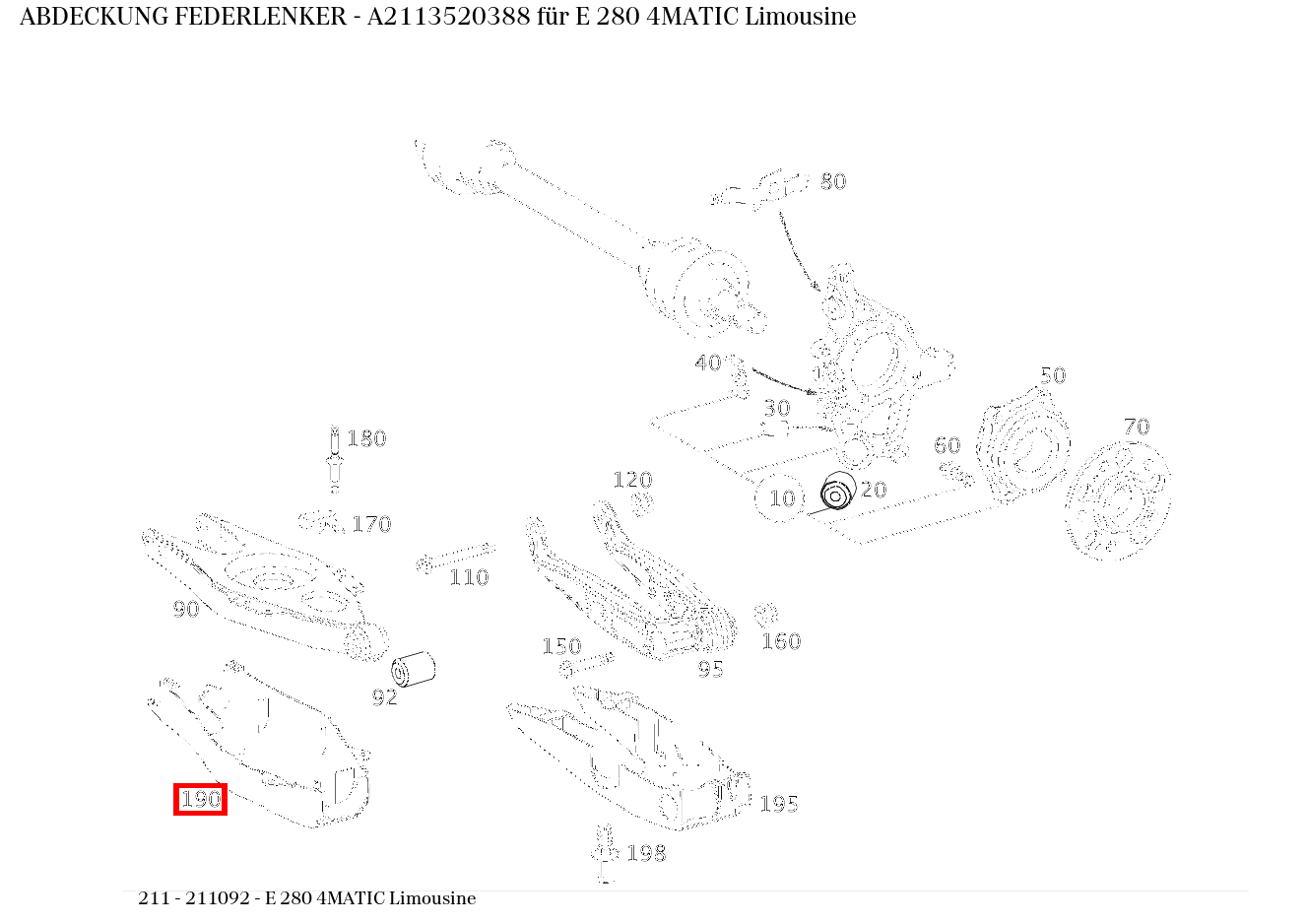 Abdeckung FEDERLENKER E 280 4MATIC Limousine 211