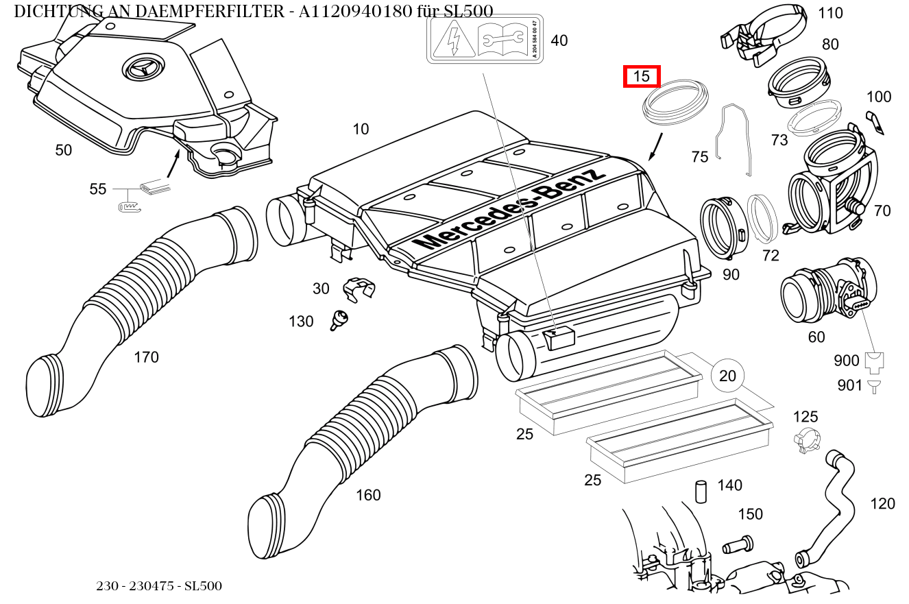 ABDICHTUNG AN DAEMPFERFILTER SL500 230 ABDICHTUNG AN DAEMPFERFILTER SL500 230