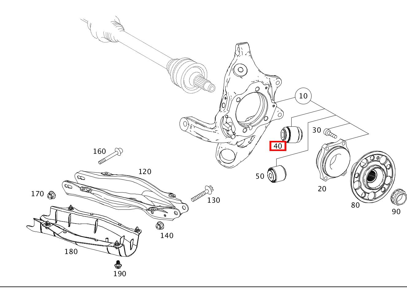 TRAGGELENK FEDERLENKER AN RADTRAEGER RECHTS E 300 Cabriolet 238