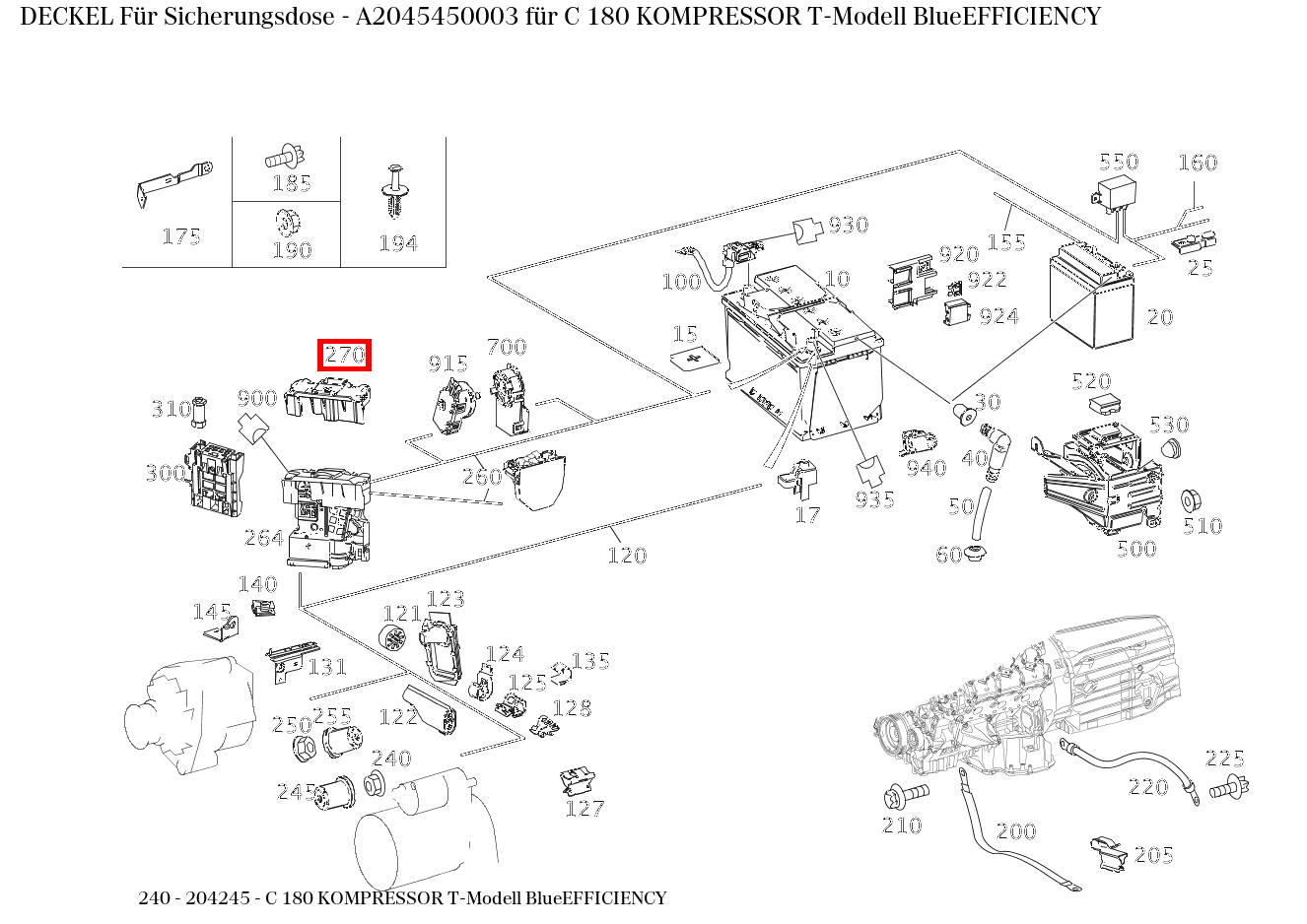 Deckel Für Sicherungsdose C 180 KOMPRESSOR T-Modell BlueEFFICIENCY 240