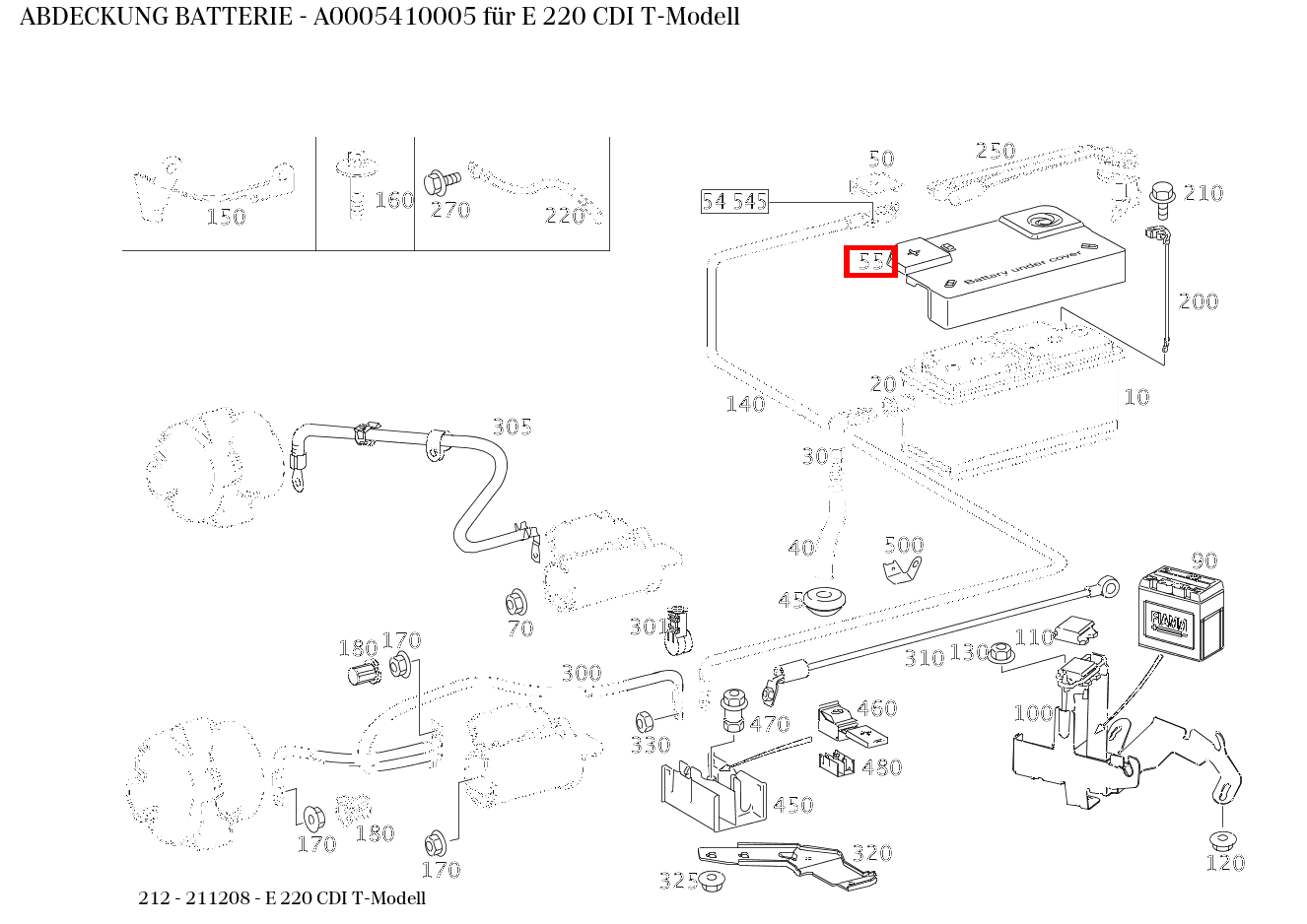Abdeckung BATTERIE E 220 CDI T-Modell 212 Abdeckung BATTERIE E 220 CDI T-Modell 212