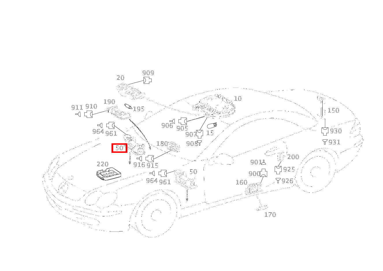 Innenleuchte UNTER INSTRUMENTENTAFEL,LINKS UND RECHTS SL 600 Roadster 230 Innenleuchte UNTER INSTRUMENTENTAFEL,LINKS UND RECHTS SL 600 Roadster 230