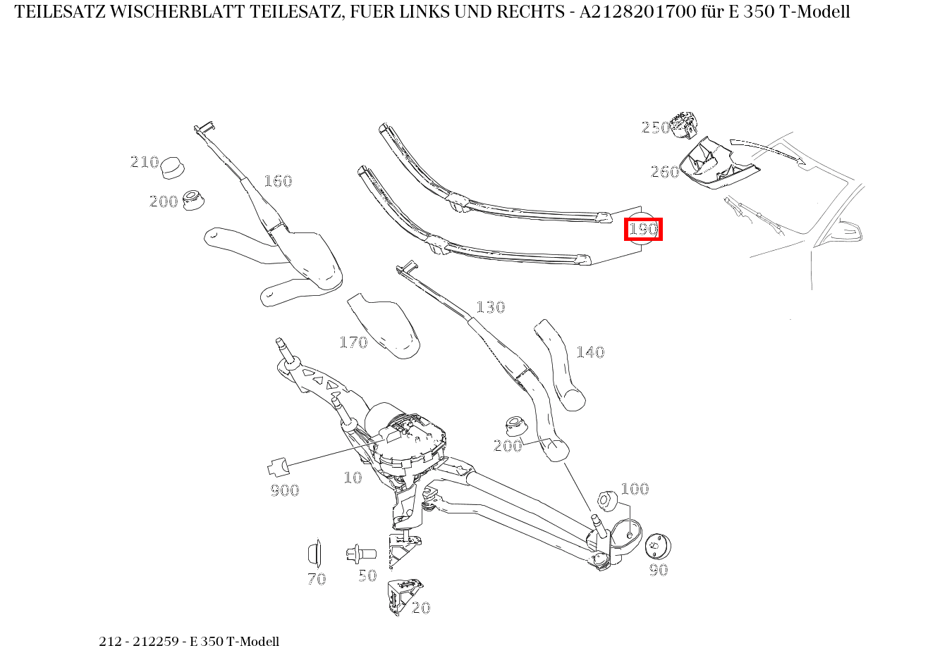 Teilesatz Wischerblatt TEILESATZ, FUER LINKS UND RECHTS E 350 T-Modell 212