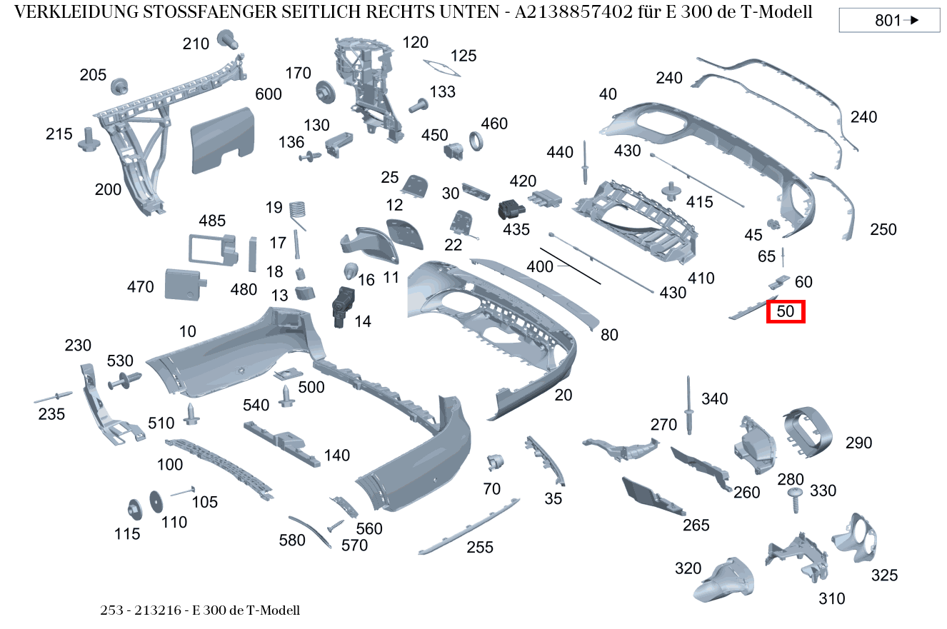 Verkleidung Stossfänger SEITLICH RECHTS UNTEN E 300 de T-Modell 253 Verkleidung Stossfänger SEITLICH RECHTS UNTEN E 300 de T-Modell 253
