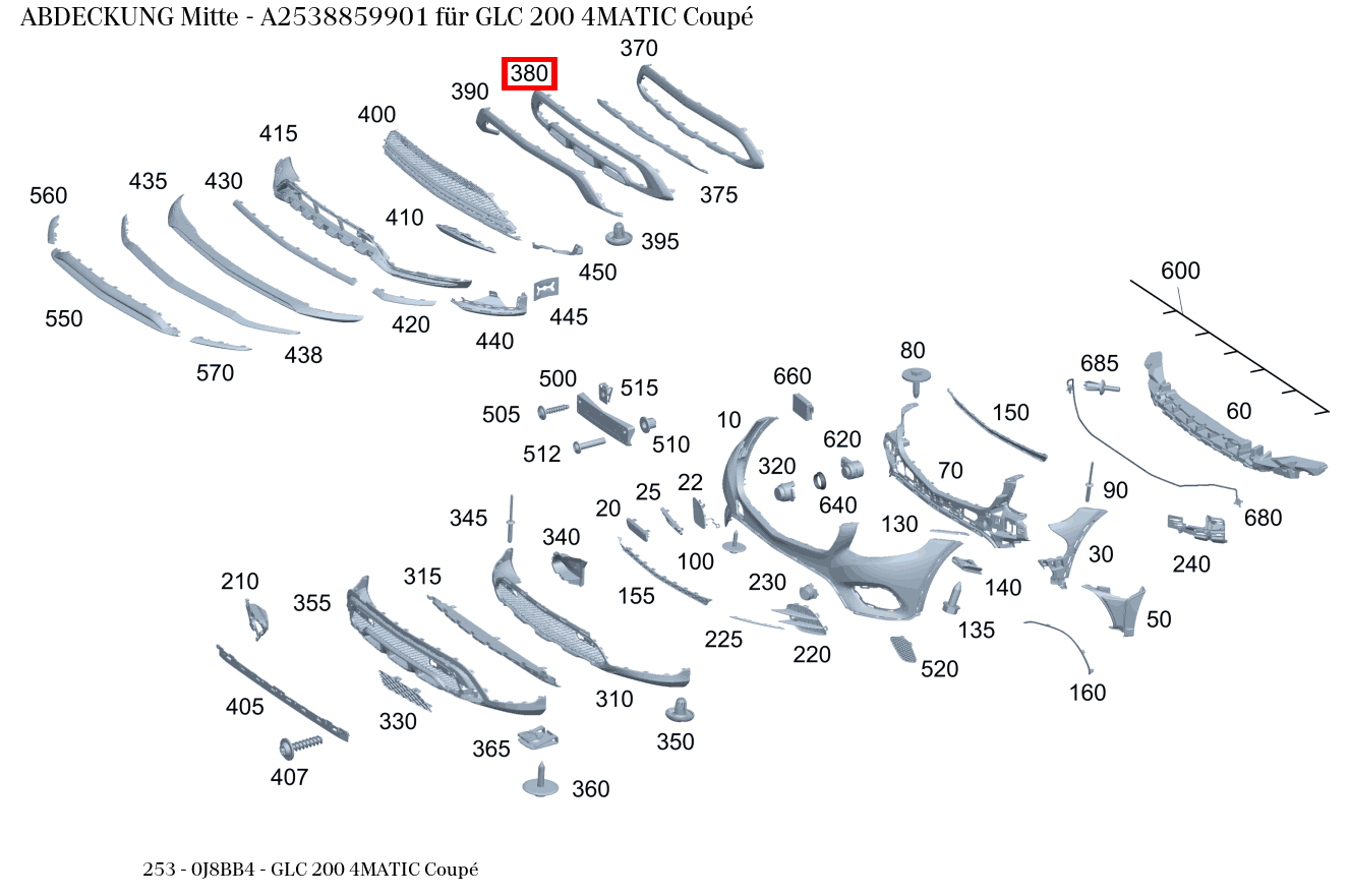 Abdeckung Mitte GLC 200 4MATIC Coupé 253 Abdeckung Mitte GLC 200 4MATIC Coupé 253