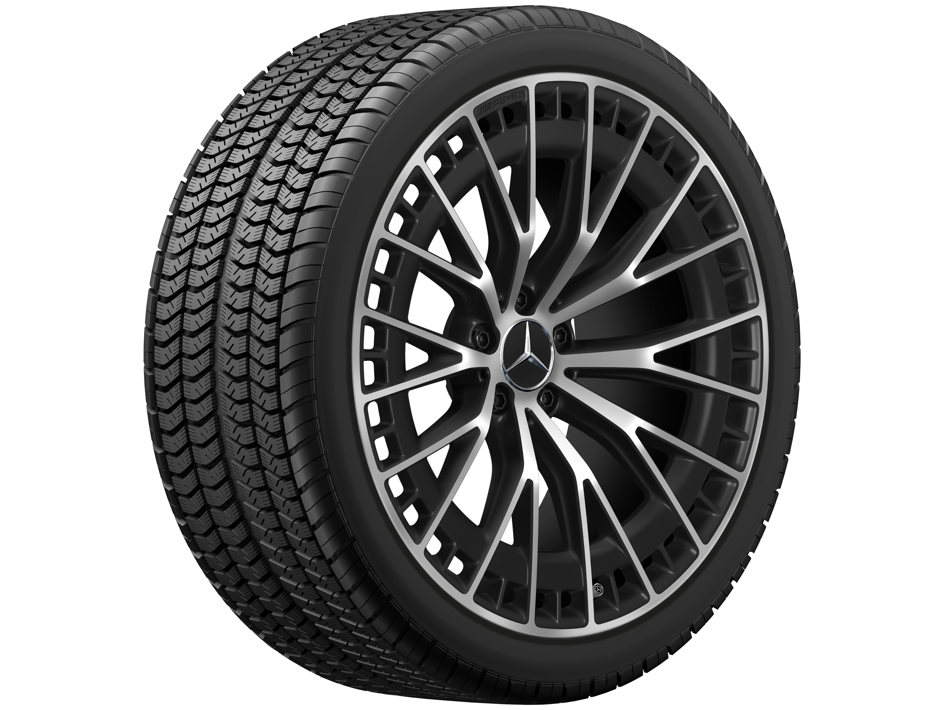 Mercedes-Benz - AMG Kreuzspeichen-Rad, 21 Zoll, 10 J x 21 ET 24, schwarz matt, glanzgedreht