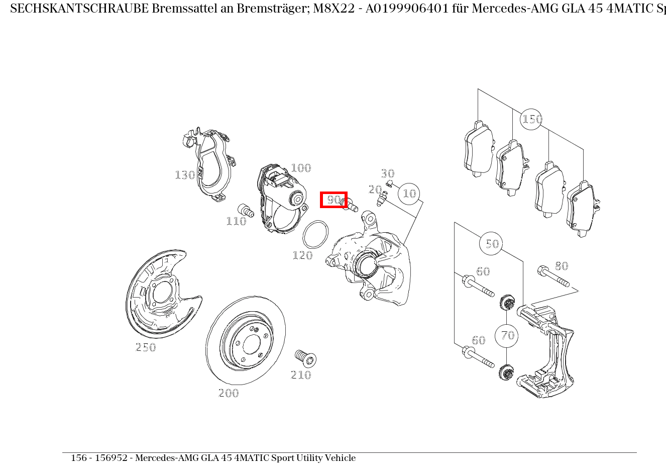Sechskantschraube Bremssattel an Bremsträger links und rechts 