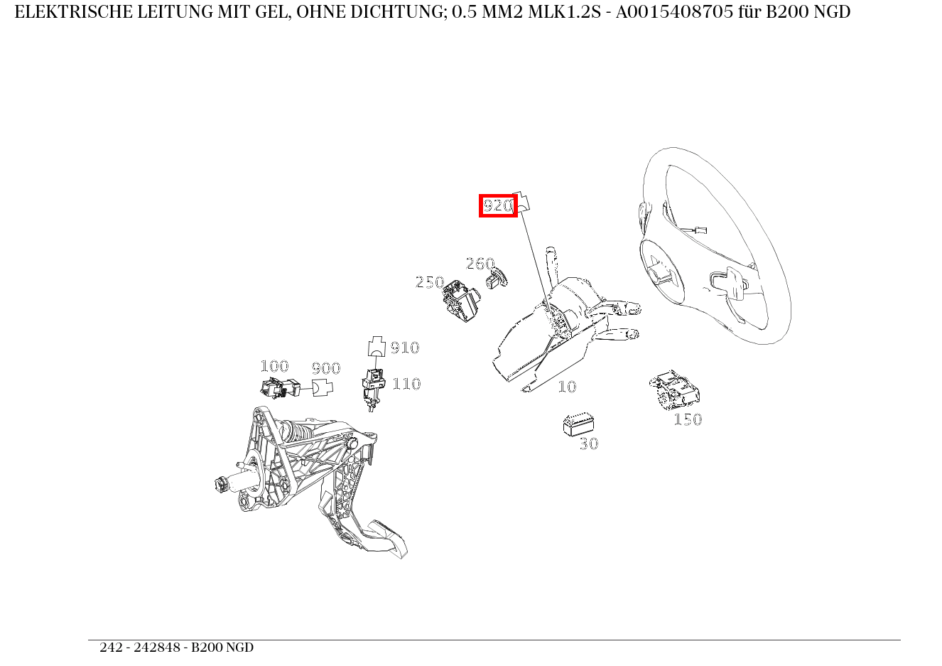 Elektrische Leitung MIT GEL, OHNE DICHTUNG; 0.5 MM2 MLK1.2S B200 NGD 242 Elektrische Leitung MIT GEL, OHNE DICHTUNG; 0.5 MM2 MLK1.2S B200 NGD 242