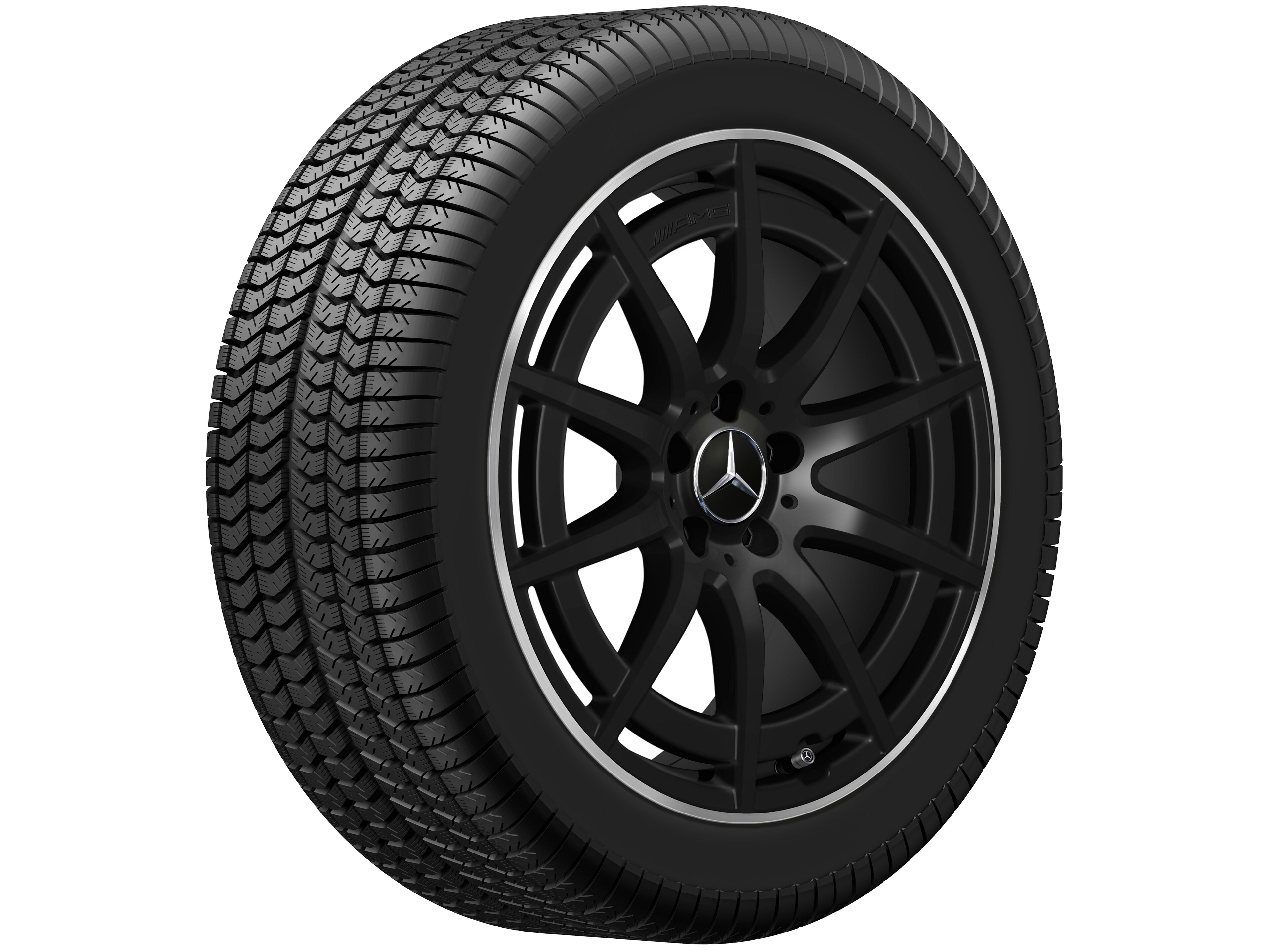 Mercedes-Benz - AMG 10-Speichen-Rad, 19 Zoll, 8 J x 19 ET 49, schwarz matt, Felgenhorn glanzgedreht