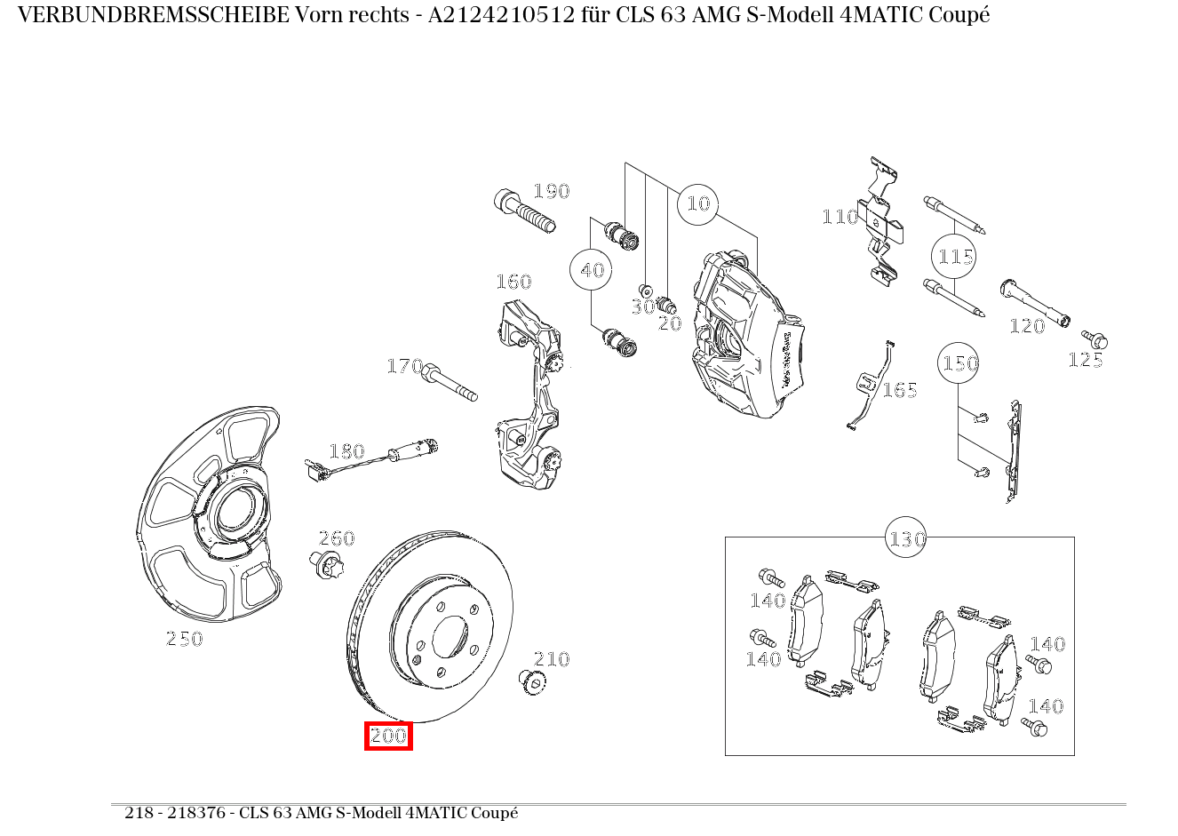 Verbundbremsscheibe Vorn rechts CLS 63 AMG S-Modell 4MATIC Coupé 218