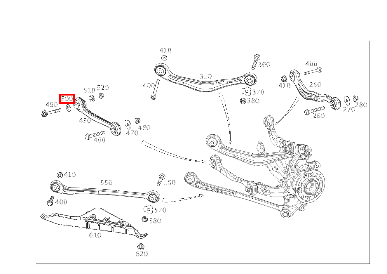 Anschlag Spurstange an Hinterachsträger, links und rechts Mercedes-Maybach S 560 4MATIC 222 Anschlag Spurstange an Hinterachsträger, links und rechts Mercedes-Maybach S 560 4MATIC 222