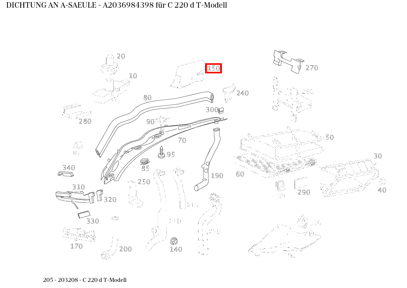 ABDICHTUNG AN A-SAEULE C 220 d T-Modell 205 ABDICHTUNG AN A-SAEULE C 220 d T-Modell 205