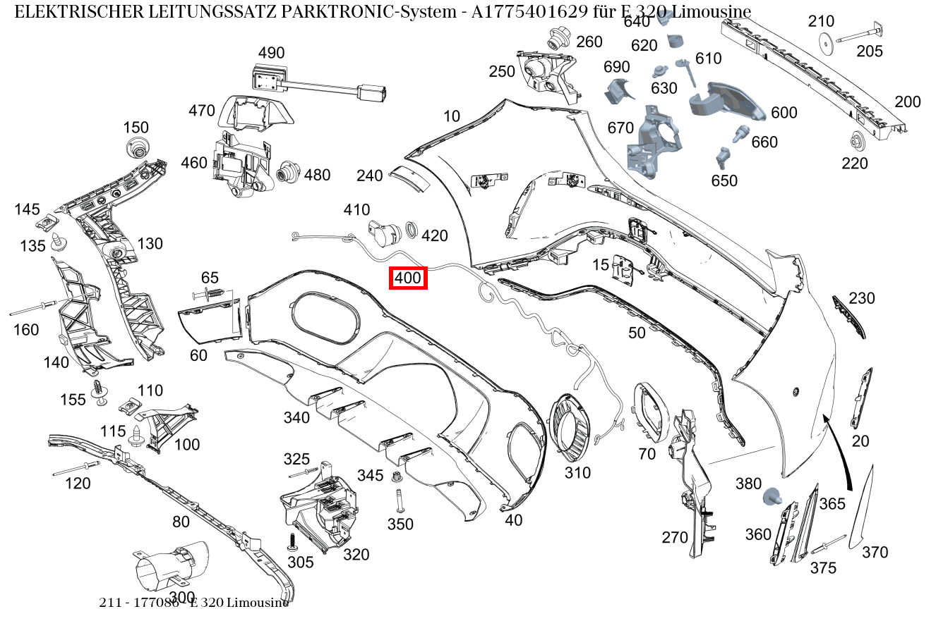 Elektrischer Leitungssatz PARKTRONIC-System E 320 Limousine 211 Elektrischer Leitungssatz PARKTRONIC-System E 320 Limousine 211