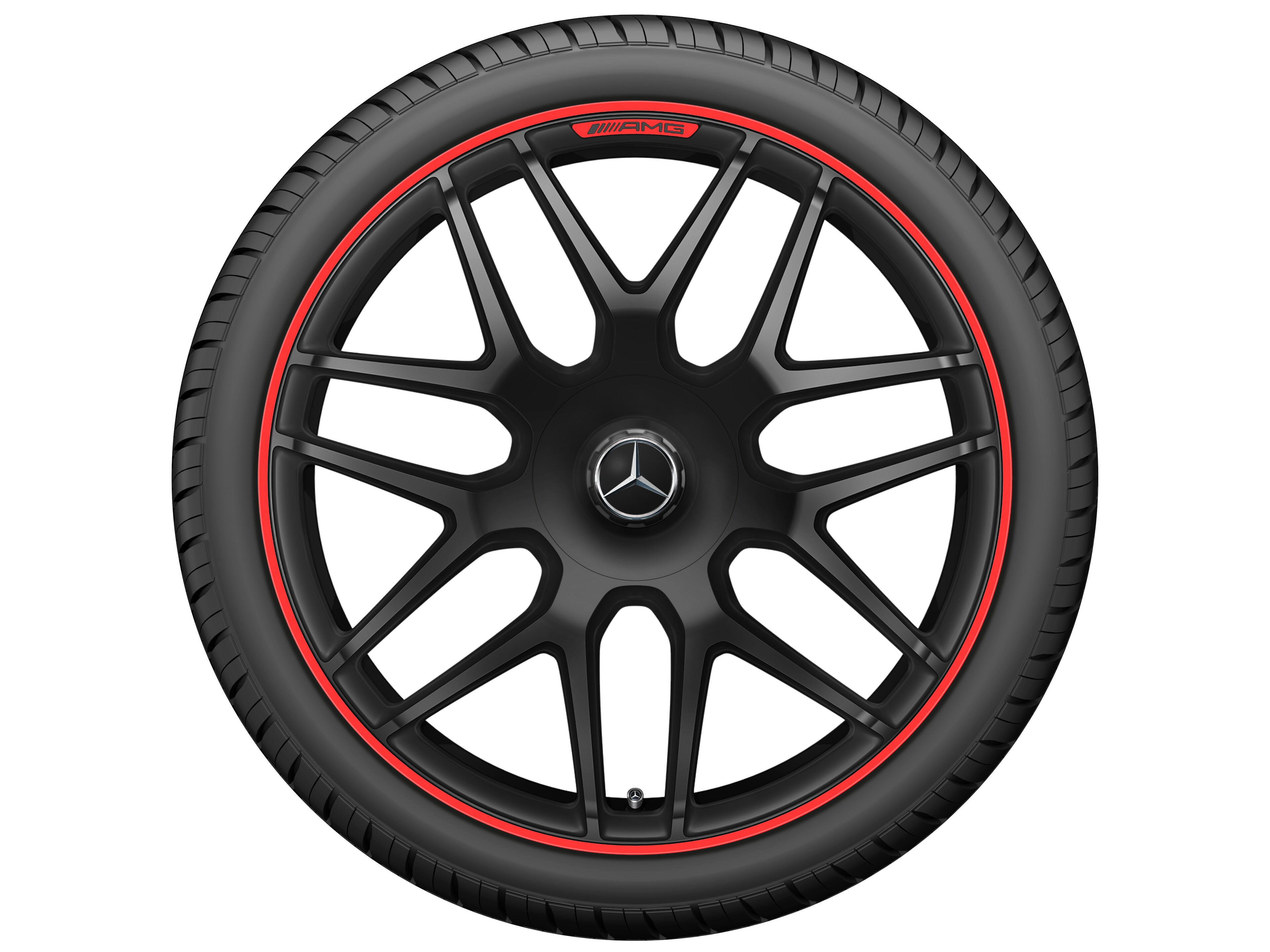 Mercedes-Benz -  AMG Schmiederad 22 Zoll, Felgenhorn rot lackiert 10 J x 22 ET 36, schwarz matt