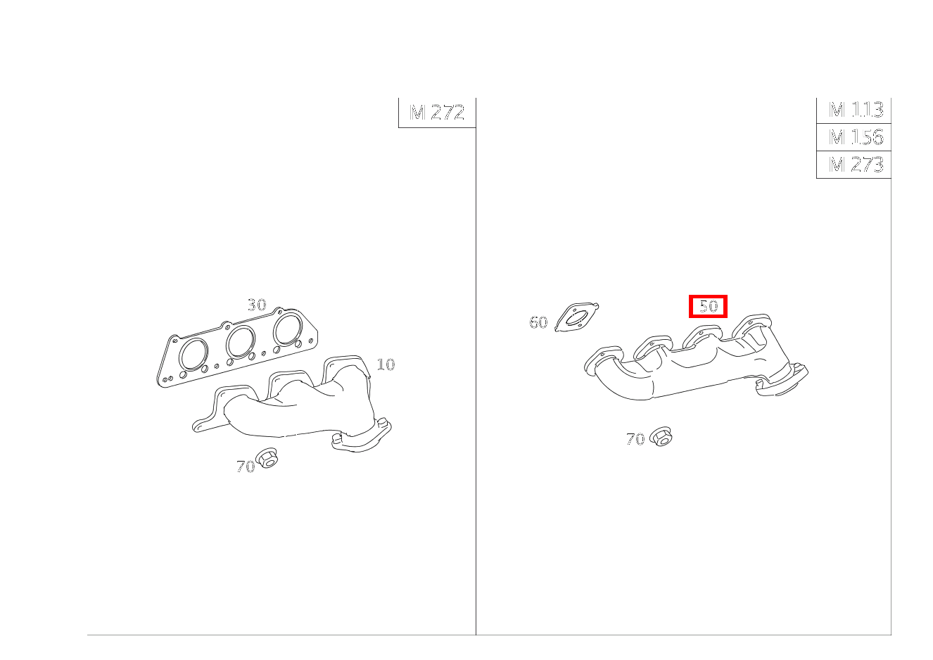 Abgaskrümmer RECHTS R 500 L 251