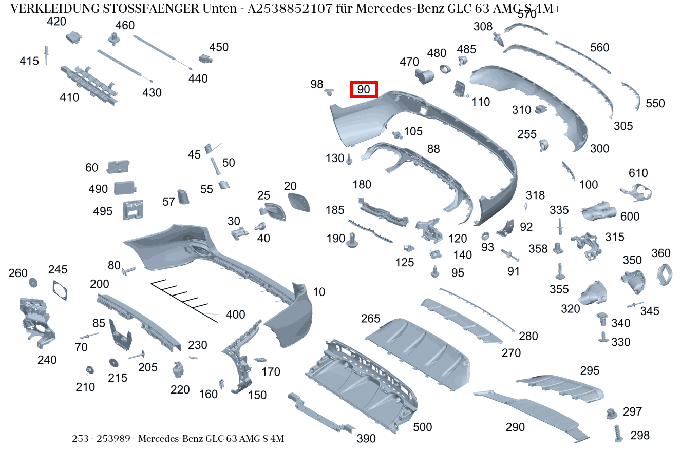 Verkleidung Stossfänger Unten Mercedes-Benz GLC 63 AMG S 4M+ 253 Verkleidung Stossfänger Unten Mercedes-Benz GLC 63 AMG S 4M+ 253