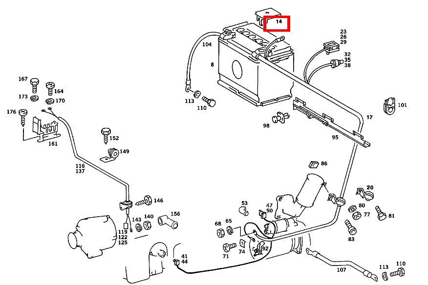 Schutzkappe BATTERIE-PLUSPOL 190 D 2.5 Turbo 201