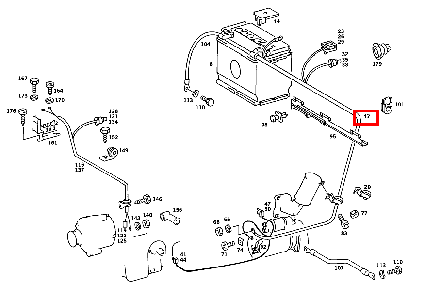 Anlasserleitung BATTERIE ZUM STARTER 190 E 2.3 Limousine 201 Anlasserleitung BATTERIE ZUM STARTER 190 E 2.3 Limousine 201