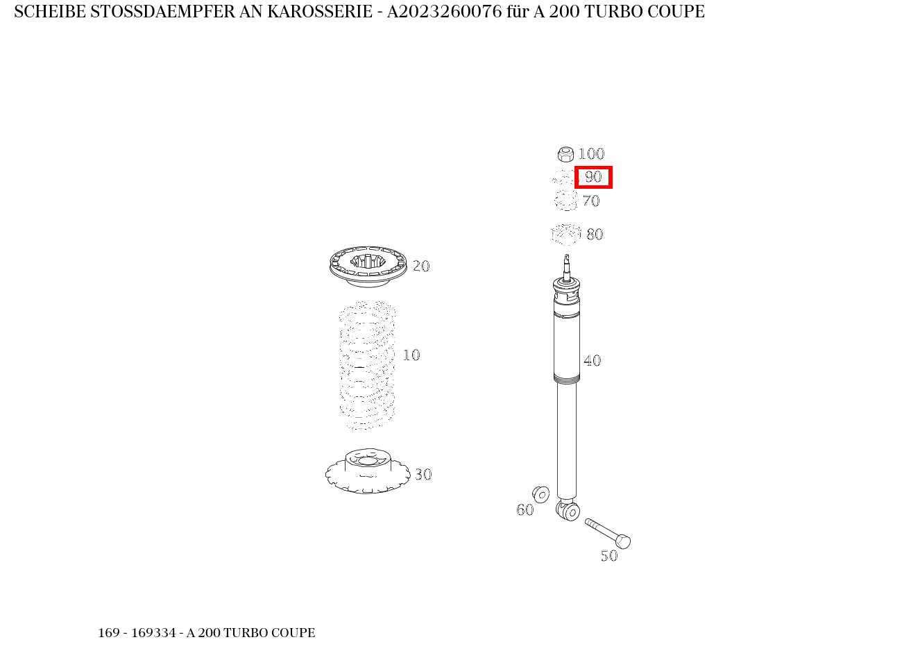 Scheibe STOSSDAEMPFER AN KAROSSERIE A 200 TURBO COUPE 169