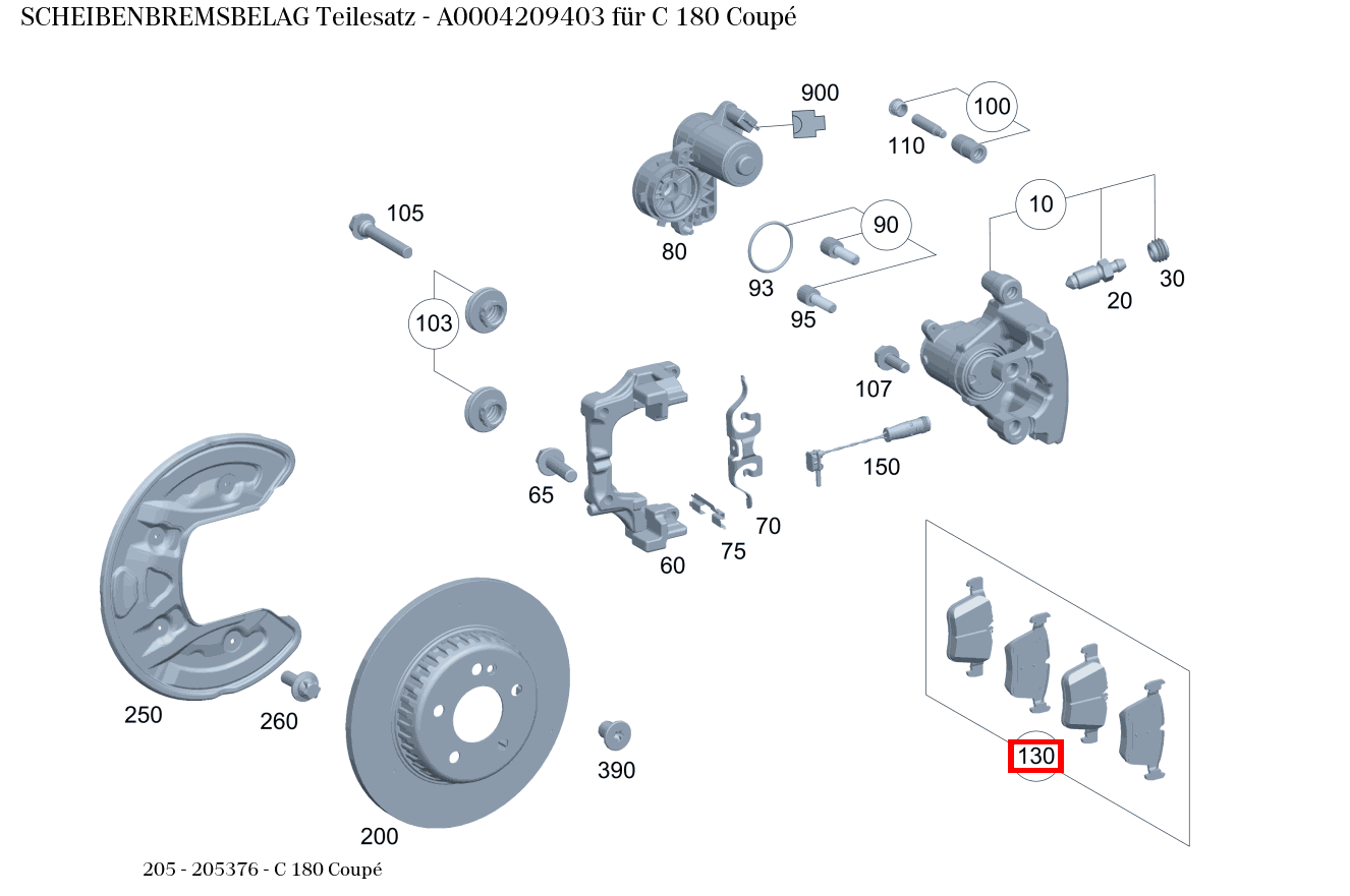 Scheibenbremsbelag Teilesatz C 180 Coupé 205 Scheibenbremsbelag Teilesatz C 180 Coupé 205