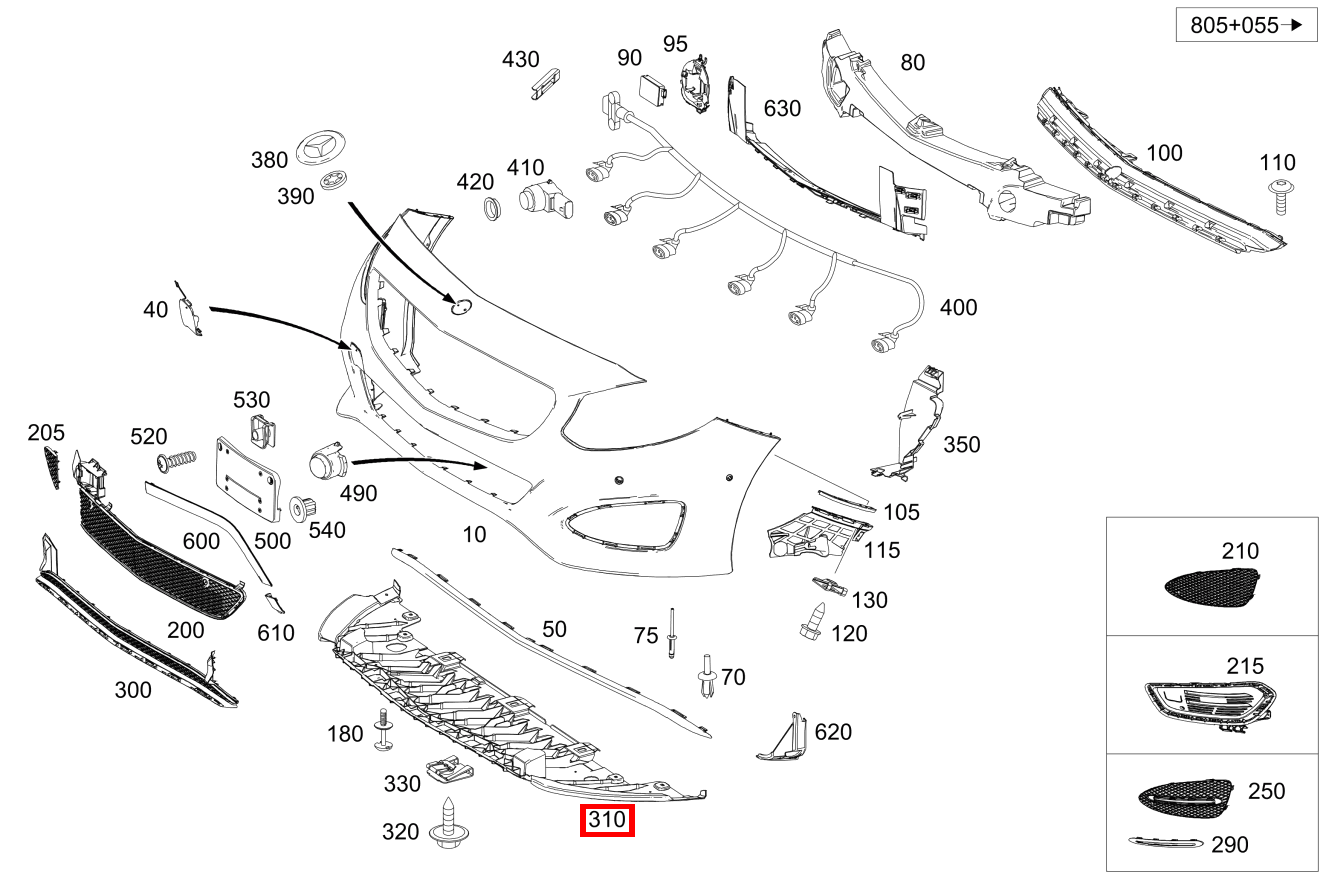 Abstützung Stoßfängerverkleidung unten B220 4M 246 Abstützung Stoßfängerverkleidung unten B220 4M 246