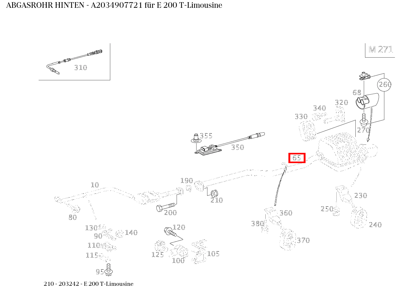 Abgasrohr HINTEN E 200 T-Limousine 210