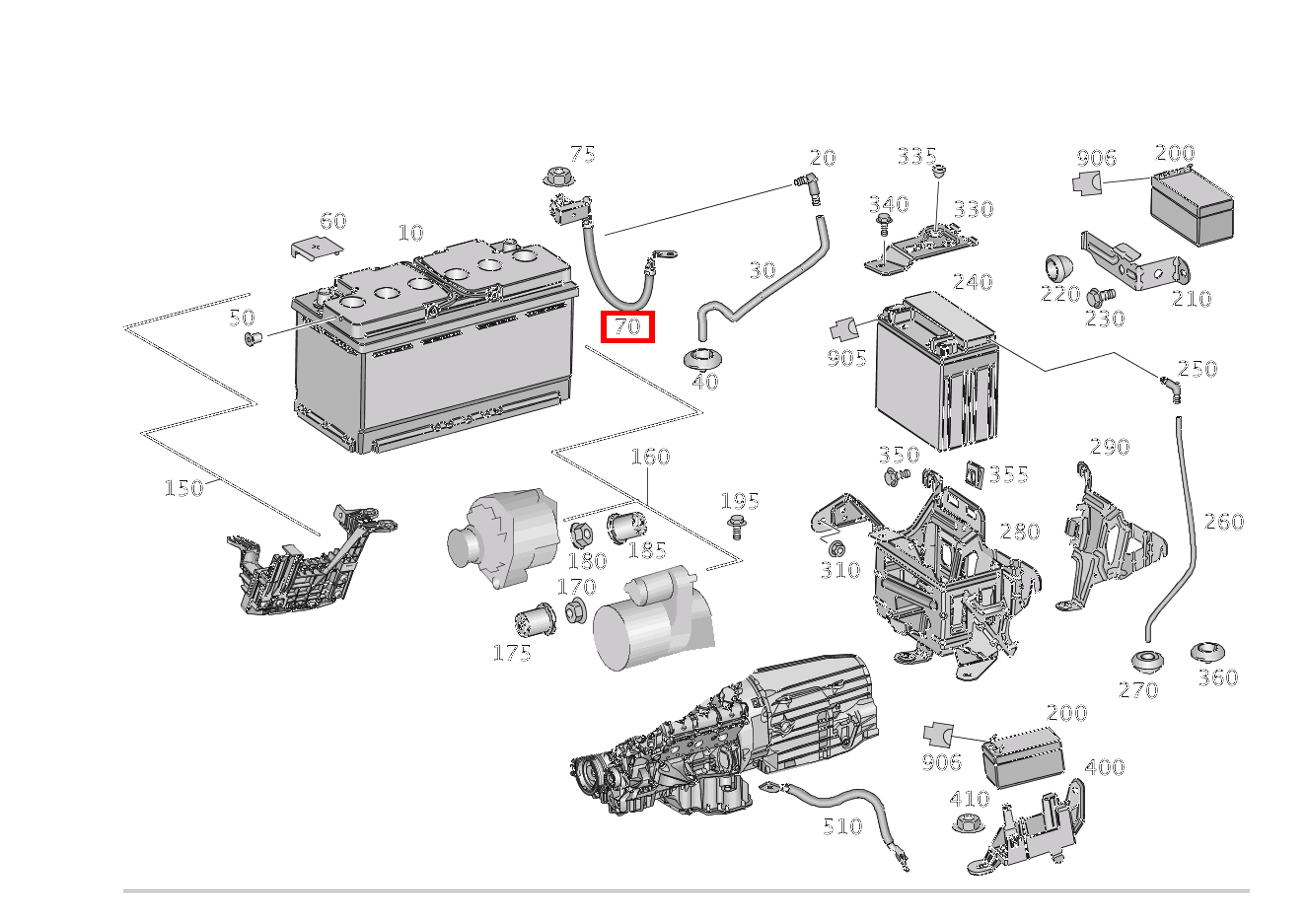 MASSELEITUNG MIT SENSOR BORDNETZBATTERIE ML/GLE 350 BT/D 4M 642826 292