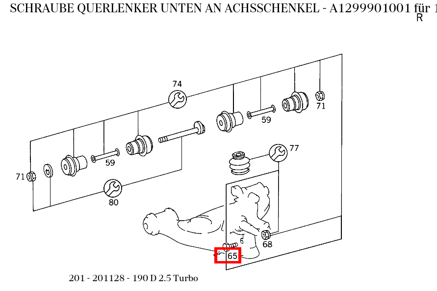 Schraube QUERLENKER UNTEN AN ACHSSCHENKEL 190 D 2.5 Turbo 201